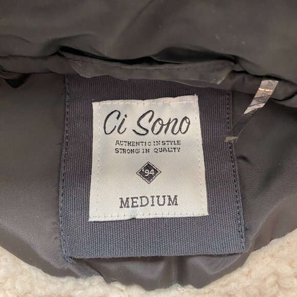 Ci Sono Vest Sherpa Lined Tan Quilted Full Zip Vest Women Size MED With Pockets - Picture 4 of 6